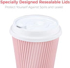 Disposable Coffee Cups With Lids - (80 set) 12 oz Paper To Go Coffee Cups With Resealable Lids Prevent Leaks! Travel Insulated Hot Beverage Drink Cup. Will Not Bend With Heat or Burn Fingers - Image 3