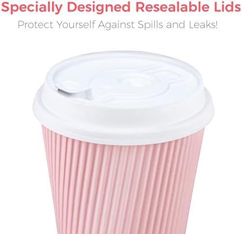 Disposable Coffee Cups With Lids - (80 set) 12 oz Paper To Go Coffee Cups With Resealable Lids Prevent Leaks! Travel Insulated Hot Beverage Drink Cup. Will Not Bend With Heat or Burn Fingers - Image 3
