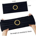Black Chair Sashes 50 Pack with Gold Buckle Slider, Spandex Sashes for Folding Chairs Wedding Party Banquet Décor - Image 5
