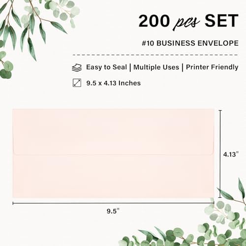 200 Pack #10 Light Pink Envelopes Letter Size Self Seal Business Envelopes - Image 2