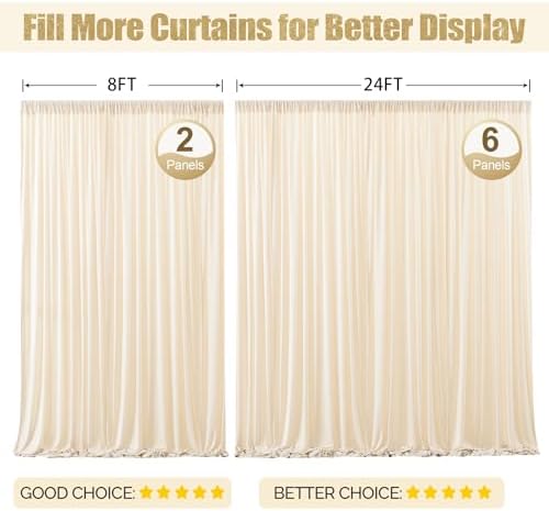 24x10FT Champagne Backdrop Curtains for Wedding Parties, Wrinkle Free Polyester Photography Backdrop Drapes for Wedding Baby Shower Birthday Parties Stage Background Stand Decorations 4x10ft,6 Panels - Image 7