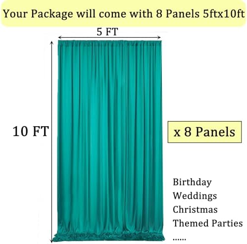 40ftx10ft Wrinkle Free Turquoise Backdrop Curtains for Parties, Thick Polyester Teal Photo Backdrop Drape 8 Panels for Wedding Birthday Photography Background Backdrop Stand - Image 3