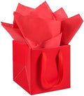AZOWA Red Square Gift Bags with Tissue - 12 Inch Paper Bags with Handles Birthday Party Favor Christmas Wedding Gift Box Flowers Decoration (10 PCS, 12x12x12 in) by AZOWA