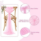 Pack of 200 Chiffon Chair Sashes for Wedding & Event Décor - Bubblegum Pink - Image 3