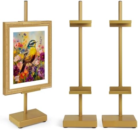 Adjustable Tabletop Easel Stand, Gold 17" H Easels for Display by Victawks