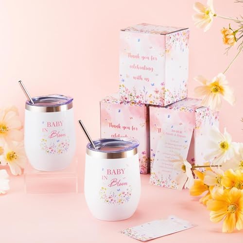 Hoolerry 6 Set Baby Shower Cups, 12oz Stainless Steel Tumbler, Wildflowers - Image 5