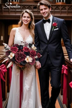 Serwalin Burgundy Black Artificial Flowers, Silk Rose Flowers for Wedding - Image 4