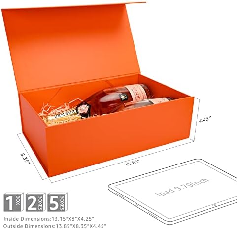 LIFELUM Orange Magnetic Gift Box for Thanksgiving Gifts, 13.85"x8.35"x4.45" - Image 5