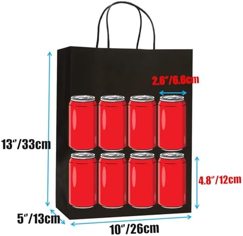 100Pcs Large Black Kraft Paper Bags with Handles 10x5x13 Inch, Heavy Duty Gift Bags for Christmas, Holiday,Small Business, Retail & Boutique - Image 2