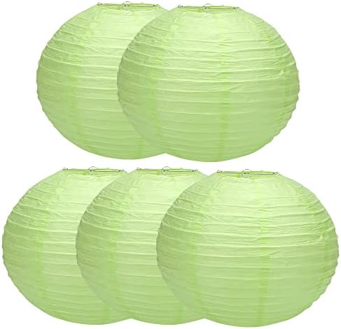 16 inch Chinese Lanterns Large Paper Lanterns Green 5 Packs (Green, 16 inch) by Unknown