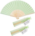 50pcs Paper Hand Fan with Organza Bags,Thank You Tag(Light green) by SLcrafts
