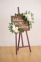 2pcs Champagne & White Deluxe Welcome Sign Artificial Flowers Wedding Backdrop Garland Hanging Floral Arrangements for Ceremony Reception Entryway Board Sweetheart Table - Image 2