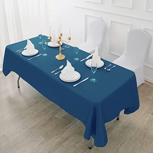 Fokitut 2 Pack Waterproof Rectangle Tablecloth, 90x156 Inch,Stain Resistant and Wrinkle Polyester Table Cloth, Fabric Table Cover for Kitchen Dining, Wedding, Party, Holiday Dinner-Mediterranean Blue - Image 5