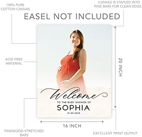Andaz Press 16X20 Canvas Personalized Welcome Baby Shower Sign with Photo, Custom Welcome Baby Shower Sign for Easel, Large Customized Welcome Sign for Baby Shower Entrance with Picture for Sign in - Image 5