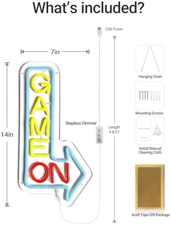 GAME ON Neon Sign for Wall Decor, LED Neon Gamer Sign for Arcade Room, Game Room, Bedroom, Kids, Boyfriend, Gifts Stepless Dimmable - Image 6