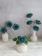 D-Seven Artificial Flower, Teal Roses with Stem, 50pcs - Image 2