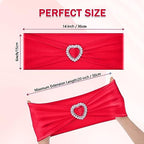Pack of 120 Spandex Chair Sashes Bows Stretch Chair Cover Band with Buckle Slider Universal Elastic Chair Ties for Wedding Banquet Party Event Decoration (Ruby) - Image 2
