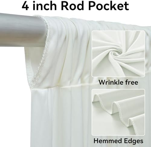 20ftx12ft Ivory Backdrop Curtain for Wedding Parties, Wrinkle Free Polyester 4 Panels Ivory Draping Photo Backdrop Drapes Back Drop Cloth Drapery for Birthday Photography Background - Image 2