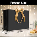 EUSOAR Large Gift Bags, 20pcs 16"x6"x12"Black Kraft Thank You Paper Bags with Bow Ribbon Handle, Gift Wrap Treat Bags Bulk for Wedding Baby Shower Birthday Bridesmaid Anniversary Holiday Party - Image 2