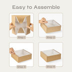 Pack of 5 Bakery Boxes with Window (9.84" x 9.84" x 3.54") - Ideal for Cake, Pies, Donut and Muffins - Natural Brown - Image 4