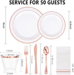 GATHER 350PCS Rose Gold Plastic Plates for Wedding Birthday Party - Image 2