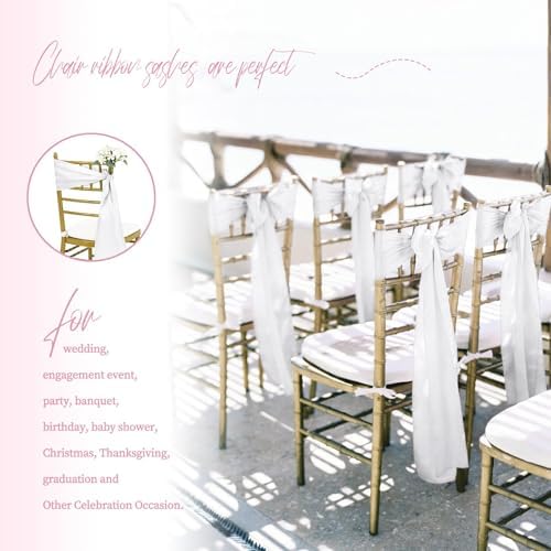 fani 120 PCS Satin Chair Sashes, 7x78 Inch, White - Image 7