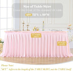 2 Panels Pink Desk Skirt for Teacher Desk 6ft Table Skirts for Rectangle Tables 6ft Spandex Curtain Table Skirt for Classroom Ruffle Fabric Tablecloth for Party Wedding Baby Shower Decorations - Image 7