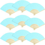 50 Piece Paper Fans - Bamboo Folding Hand Fans for Wedding Party and Home Decoration (Blue) by Grosun