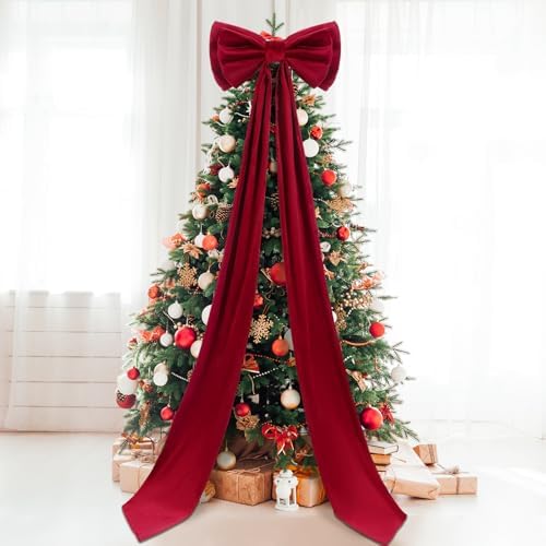 Wavwavw Christmas Giant Velvet Bow Decor Wine Red Big Bow, 75 x 18 Inches by Wavwavw