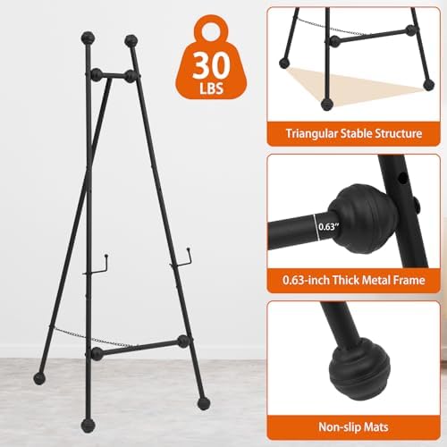 Heavy Duty Large Easel Stand for Mirror Display Wedding Sign(Black 47'') - Image 3