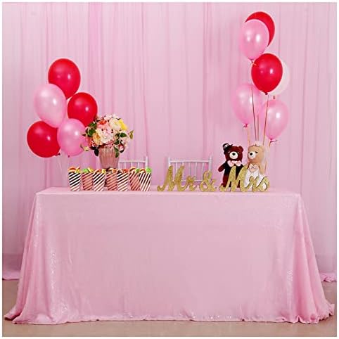SoarDream Pink Sequin Tablecloth 90"x132" Baby Shower Glitter Table Cloth - Image 2