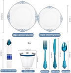Hioasis 350pcs Clear Blue Plastic Plates 10.25" - Image 5