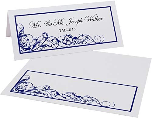 Scribble Vintage Swirl Place Cards, Navy, Set of 150, Pre-cut and Scored - Image 2