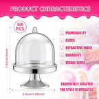 Tessco for you 48 Pcs Plastic Mini Cake Stand with Dome Lid,Silver - Image 2