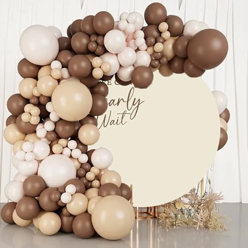 6.5x6.5ft Polyester Pure Beige Round Backdrop Cover We Can Bearly Wait Cute Bear Baby Shower Circle Background Arch Stand Cover for Gender Reveal Pregnancy Announcement Party Decorations - Image 3