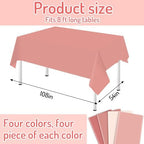 Whaline 16Pcs Pink Plastic Tablecloth 4 Pink Series Colors Rectangle Table Cover Waterproof Table Cloth for Birthday Wedding Parties Decorations Supplies, 54 x 108 Inch - Image 2