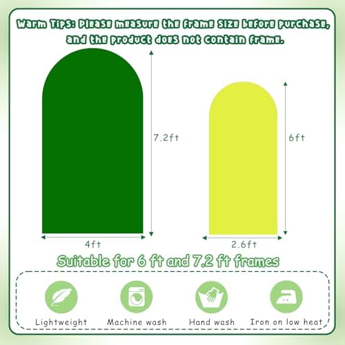 2PCS Arch Backdrop Covers Yellow & Green (7.2ft+6ft), 2 Sided Spandex Fitted Arch Stand Cover Background for Wedding Baby Shower Birthday Bridal Shower Party Decorations(Only Covers) - Image 5