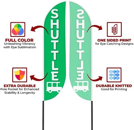 Shuttle Sign Feather Flag Pole Kit for Outdoor by Mavis Printing | 15 FEET Long Polyester Outdoor Banner Flag for Easy Hang | HD Print Swooper Flag Pole Mount to Celebrate Shuttle | Made in USA - Image 4