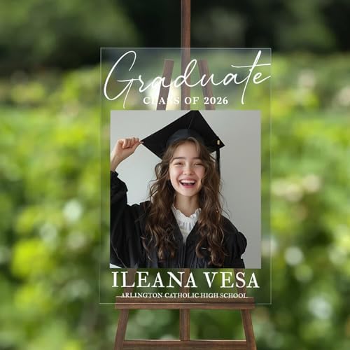 Personalized Graduation Lawn Sign with Photo, Custom Graduation Class of 2026 Picture Display for Outdoor Yard Decor, Clear or Frosted Acrylic Option, Waterproof Sign for Party Setup - Image 5