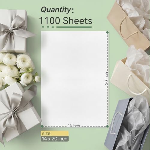 BEZNH White Tissue Paper Bulk, 14 x 20 Inches Gift Wrapping Tissue for Gift Bags Packaging DIY Crafts Wedding Birthday Christmas Decor（1100 Sheets） - Image 4