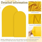 FOTSHARER Gold Arch Cover Set of 2 Wedding Arch Stand Cover Spandex Arch Cover Backdrop Fabric 6FT 7.2FT Chiara Round Top Fitted Arch Cover Stretchy Backdrop Arched Wall Frame Cover for Party Decor - Image 2