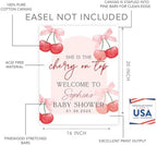 Andaz Press Personalized She's The Cherry on Top Baby Shower Decorations, Custom Modern Arch Cherry Themed Party Decorations Baby Shower Welcome Sign Decor, 16x20 Inch - Image 2