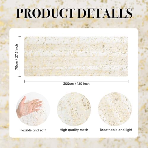 Artoid Mode Beige Gold Gauze Table Runner 120 Inch 10Pcs, Glitter Metallic Foil Sheer Dining Wedding Anniversary Holiday Birthday Table Decor for Home Party - Image 7