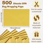 500 Sheets Gold Tissue Paper Bulk 15 x 20 Inch for Rosh Hashanah Fall Gifts - Image 2