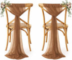 MDS Pack of 75 Chiffon Chair Sashes for Wedding & Event Décor - Mocha by MDS