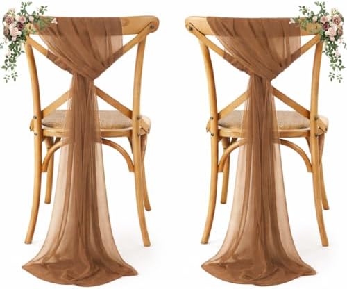 MDS Pack of 125 Chiffon Chair Sashes for Wedding & Event Décor - Mocha by MDS