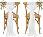 MDS Pack of 100 Chiffon Chair Sashes for Wedding & Event Décor - Ivory by MDS