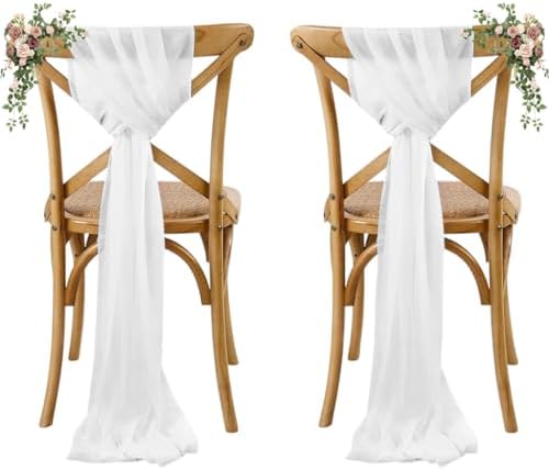 MDS Pack of 100 Chiffon Chair Sashes for Wedding & Event Décor - Ivory by MDS
