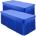 Shillance 2 Packs Royal Blue Tableclothes for 4 Foot Rectangle Table,Wrinkle Free Spandex Tablecovers 4FT Stretch Fitted Table Cloth with Skirt for Birthday Parties Graduations Event Wedding Banquet by Shillance
