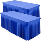 Shillance 2 Packs Royal Blue Tableclothes for 4 Foot Rectangle Table,Wrinkle Free Spandex Tablecovers 4FT Stretch Fitted Table Cloth with Skirt for Birthday Parties Graduations Event Wedding Banquet by Shillance